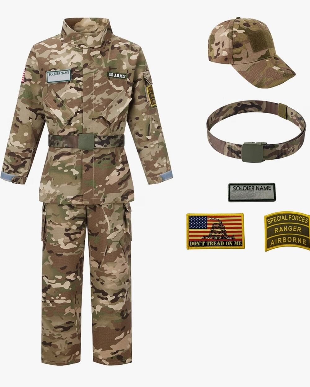 Kids Army Soldier Camouflage Halloween Costume 7 Piece Set Boys L